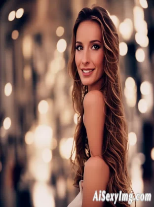 (skinny:1.3), ( flatchested:1.4),  (very long wavy hair:1.2), (hair covers body:1.4), (((seductive narrow eyes))), hip bones, happy european  woman